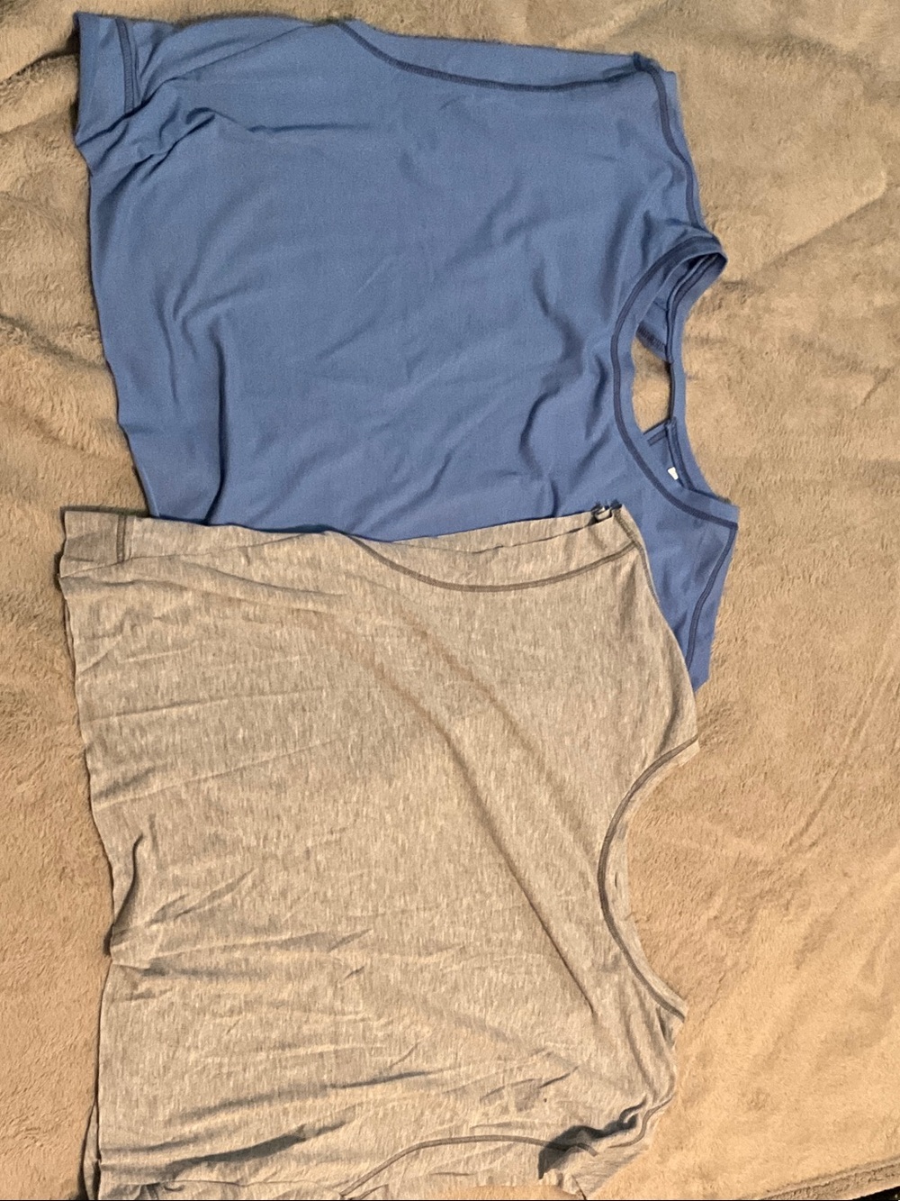 Blue and Light Gray Sleeveless Open-back Shirts - 2 Pack